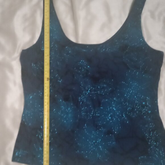 Alex Evenings women's formal tank top sizeM blue sequence sexy prom wear boho - Picture 7 of 7